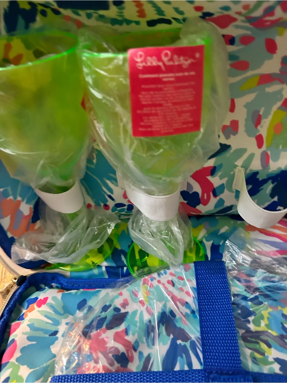 Lilly Pulitzer Multicolor Floral Insulated Cooler Tote with dishes and cups nwt - Picture 8 of 11